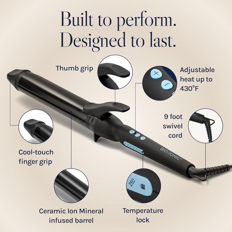 Photo 1 of Bio Ionic Long Barrel Curling Iron with Moisture Heat Technology & NanoIonic MX Versatile Curling Wand - Multiple Barrel Sizes for Tight, Classic, Loose & Soft Curls