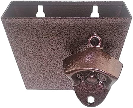 Photo 1 of Bronze Cast Iron Soda Or Beer Bottle Opener Wall Mounted with Cap Catcher , Durable, No Mess, Drain Holes, Cap Catcher is Stainless Steel - Opener is Cast Iron