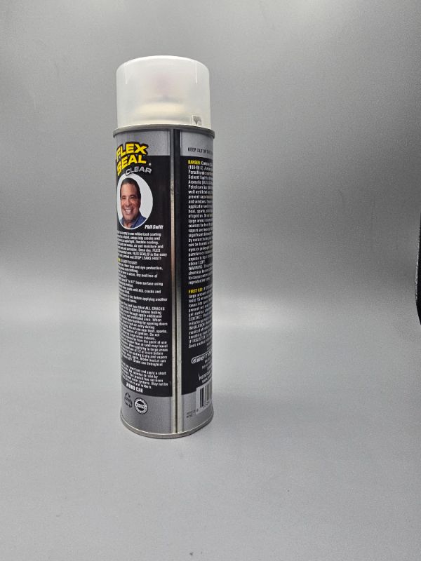 Photo 1 of Flex Seal, 14 oz, Clear, Stop Leaks Instantly, Transparent Waterproof Rubber Spray On Sealant Coating, Perfect for Gutters, Wood, RV, Campers, Roof Repair, Skylights, Windows, and More