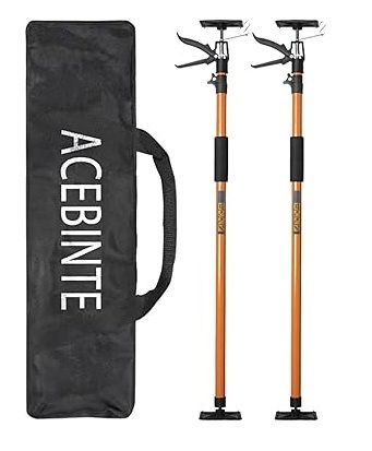Photo 1 of 2PK Support Pole, Steel Telescopic Adjustable 3rd Hand Support System, Support Rod, Supports up to 154 lbs Construction Rods for Cabinet Jacks Cargo Bars Drywalls Extends from 49 Inch to 114 Inch