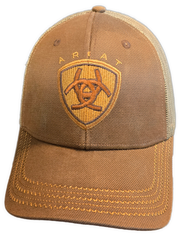 Photo 1 of Ariat Men's Oilskin Brown Mesh Cap
