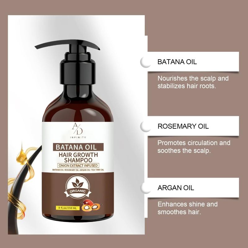 Photo 1 of Batana Oil Hair Growth Shampoo – Onion Extract Infused, Organic Natural Formula with Rosemary & Argan Oil – Reduces Hair Loss, Strengthens Roots & Adds Shine for All Hair Types