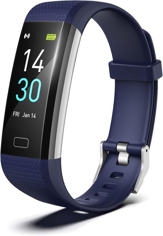 Photo 1 of Blue PIVHH Fitness Tracker with Heart Rate Blood Monitor, Sleep Tracker, Step Count, Alarm, Walking, Running & Biking Modes– Charger Not Included - Charges Through Computer
