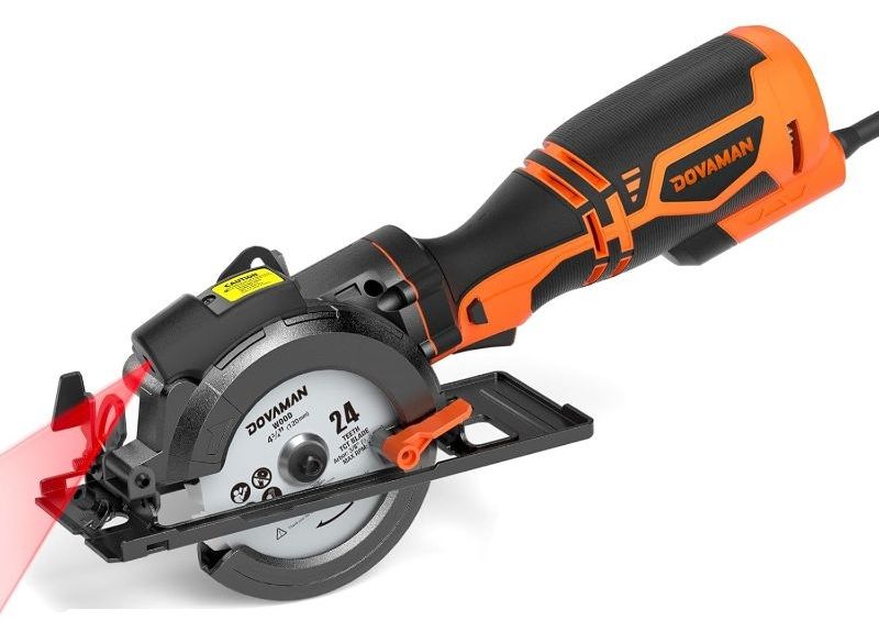 Photo 1 of DOVAMAN Circular Saw, 5.8A 4-1/2" Circular Saw w/Laser, Metal Auxiliary Handle, 6 Blades (4½", 4¾"), Cutting Depth 1-11/16" (90°), 1-3/8" (45°), Ideal for Wood, Soft Metal, Plastic, Tile - MCS01A
