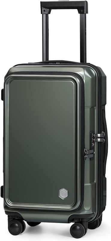 Photo 1 of Coolife Luggage 2 Piece Luggage Set Carry On Spinner Suitcase Set with Pocket Compartment Weekend Bag Hardside Trunk (green_zipper type, 20in(carry on)) green_zipper type 20in(carry on)