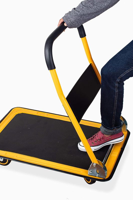 Photo 1 of MaxWorks 80876- Foldable Platform Truck Push Dolly 330 lb. Weight Capacity Black and Yellow 28.75" x 18.75" x 33"
