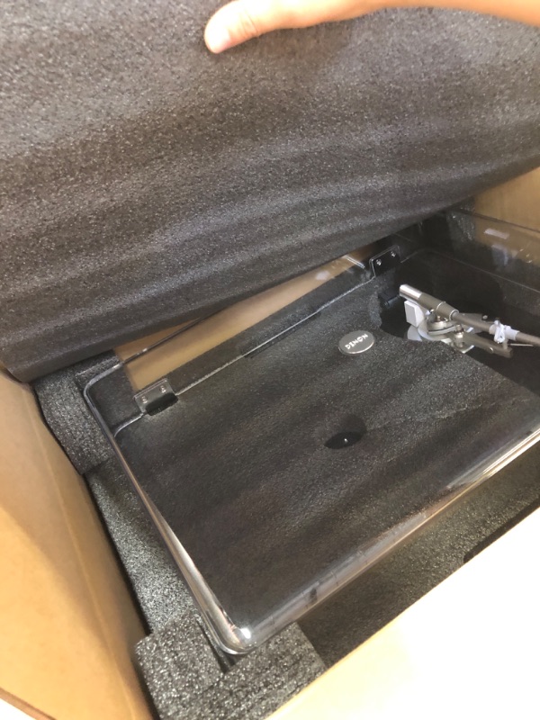 Photo 1 of Denon DP-3000NE Record Player (2023 Model), Modern Turntable for 33-1/3, 45, and 78 RPM Vinyl Records, Matte Dark Ebony Wood Veneer Finish, Removable Dust Cover, Special S-Shaped Tonearm