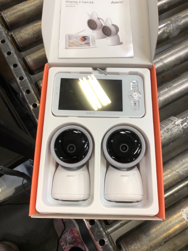 Photo 2 of ARENTI Split-Screen Video Baby Monitor, Audio Monitor with Two 2K UHD WiFi Cameras,5" Color 720P Display,Night Vision,Cry Detection,Motion Detection,Temp&Humidity Sensor,Two Way Talk,App Control
