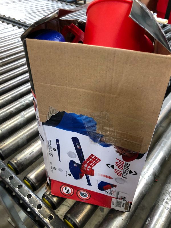 Photo 1 of Franklin Sports Kids Baseball Pitching Machine - Pop A Pitch Baseball Batting Machine with Youth Bat + 3 Plastic Baseballs - Boys + Girls Baseball Toy,Red/Blue Baseball Pop A Pitch