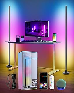 Photo 1 of 2-Pack LED Corner Floor Lamp, RGB Color Changing Standing Lamps, 22W LED Smart App Control Lighting, Dimmable Corner Lamp with Remote, Modern Style Floor Lamp, for Bedroom,Living Room Two Pack