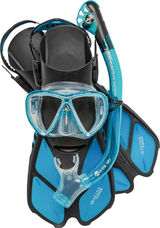 Photo 1 of Cressi Adult Snorkel Set (Mask, Dry Snorkel, Adjustable Fins) - Light for Travel - Bonete Pro Dry Set: Designed in Italy https://a.co/d/43JrJ5y