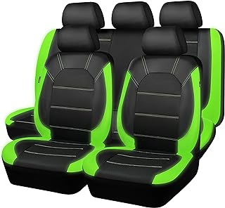 Photo 1 of CAR PASS® Luminous Green Leather seat Covers Universal Sport car seat Cover, 5mm Composite Sponge Inside, Airbag Compatible fits Most Cars, SUVs,Trucks,Vans (Full Set,Black with Green) https://a.co/d/1t124sV