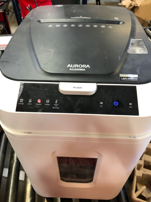 Photo 2 of Aurora Commercial Grade 200-Sheet Auto Feed High Security Micro-Cut Paper Shredder/ 60 Minutes/ Security Level P-5 & SL16 Professional Grade Synthetic Shredder Oil, 16 Oz Flip-Top Leak Proof Bottle 200-Sheet AutoFeed MicroCut MicroCut + Shredder Oil