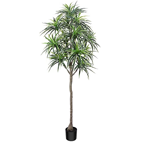 Photo 1 of SOGUYI 6ft Artificial Trees Faux Dracaena Indoor Plant, Fake Plants with Plastic Nursery Pot, Silk Tropical Floor Plant for Office House Farmhouse Liv
