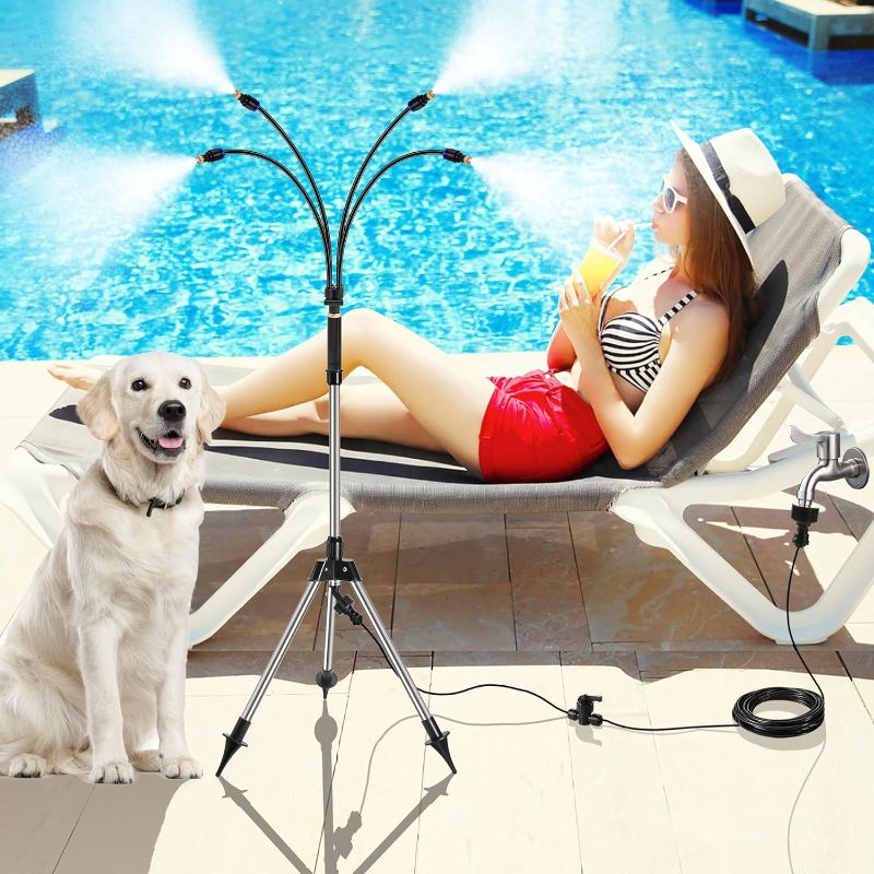 Photo 1 of Standing Misters for Outside Patio, Adjustable Height 4.1 FT Stand Misting System for Cooling Outdoor, Portable Stand Mister for Water Mist Playing, Patio Cooling, Backyard, Porch
