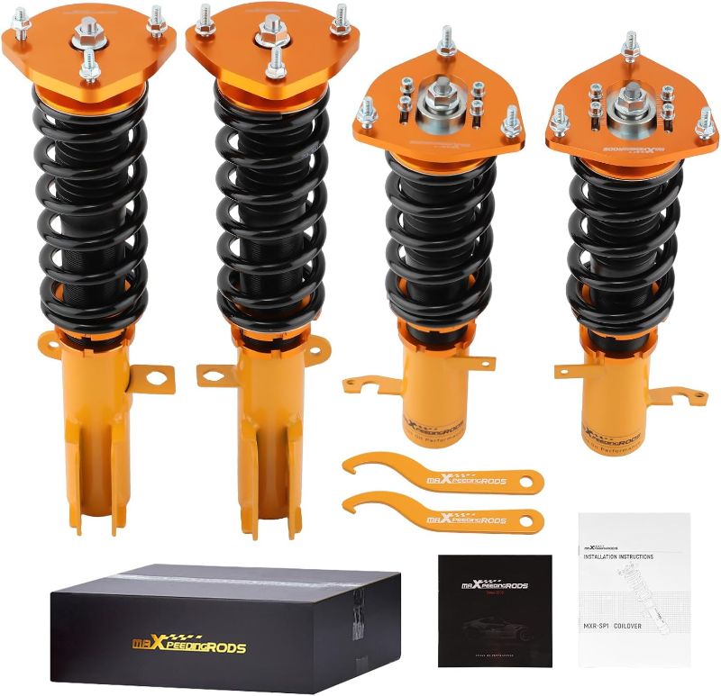 Photo 1 of maXpeedingrods Coilovers for Toyota Corolla 1987-2002, Coil Spring Shock Absorber, Height Adjustable Coilovers Suspension Kit, for Toyota Corolla E90 E100 E110 AE92 AE101 AE111 Lowering Kit Gold
