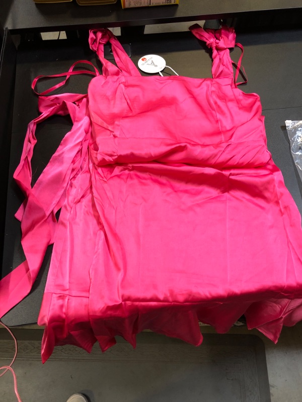 Photo 1 of Women's Hot Pink Satin Dress Large 