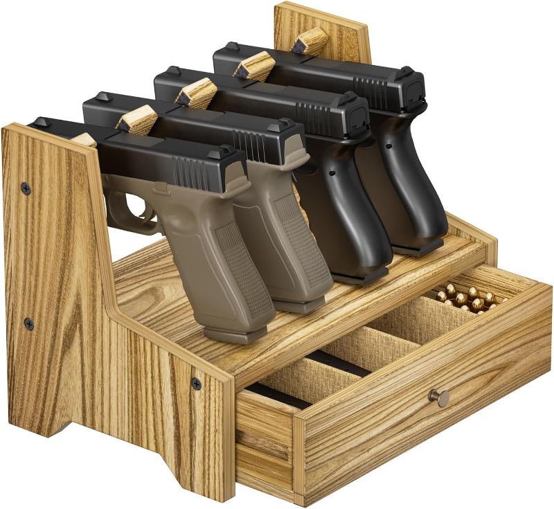 Photo 1 of Holder For  Safe,Solid Pine Wood Pistol Rack Cabinet with Drawer,Handgun Storage Display Case, for Gun Lovers