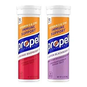 Photo 1 of Propel Tablets Immune Support with Vitamin C + Zinc, 2 Flavor Variety Pack, Zero Sugar (Pack of 4) (BB 05/17/2024)
