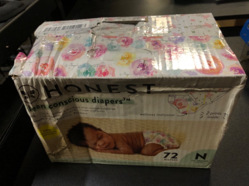 Photo 3 of The Honest Company Clean Conscious Diapers | Plant-Based, Sustainable | Rose Blossom + Tutu Cute | Club Box, Size Newborn, 72 Count