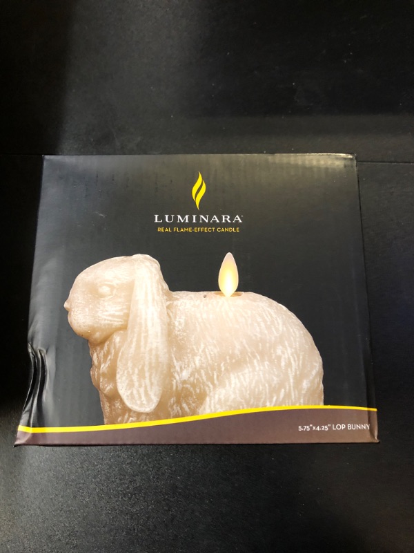 Photo 3 of Luminara - Chalk Flameless Candle Lop Rabbit Figural, Real Wax Moving Flame LED Candle with Timer, Easter Decoration Tablescape - 5.75" x 4.25"