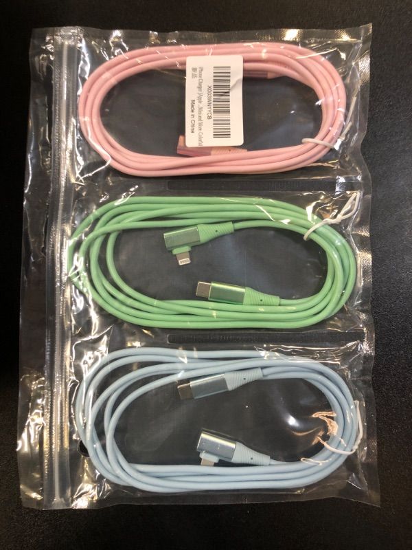 Photo 2 of USB C to Lightning Cable Apple MFi Certified 3Pack 6FT iPhone Charger 20W Fast Charging PD Cord 90 Degree Compatible with iPhone 14/13/12/11 Pro Max XR XS SE iPad 2 Mini and More colorful