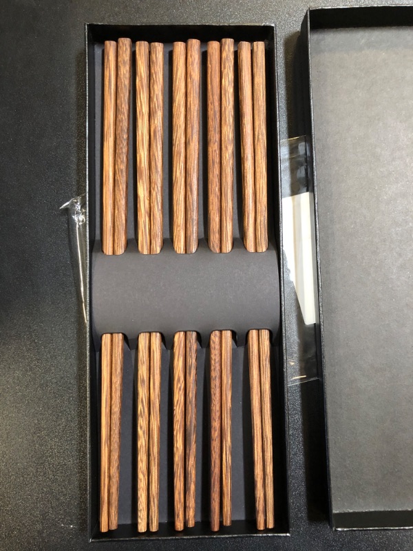Photo 1 of Set of 5 Wooden Chopsticks 9.8in 