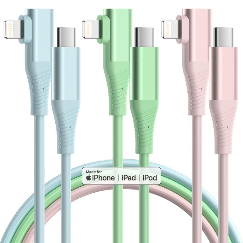 Photo 1 of USB C to Lightning Cable Apple MFi Certified 3Pack 6FT iPhone Charger Fast Charging PD Cord 90 Degree Compatible with iPhone 14/13/12/11 Pro Max XR XS SE iPad 2 Mini and More
