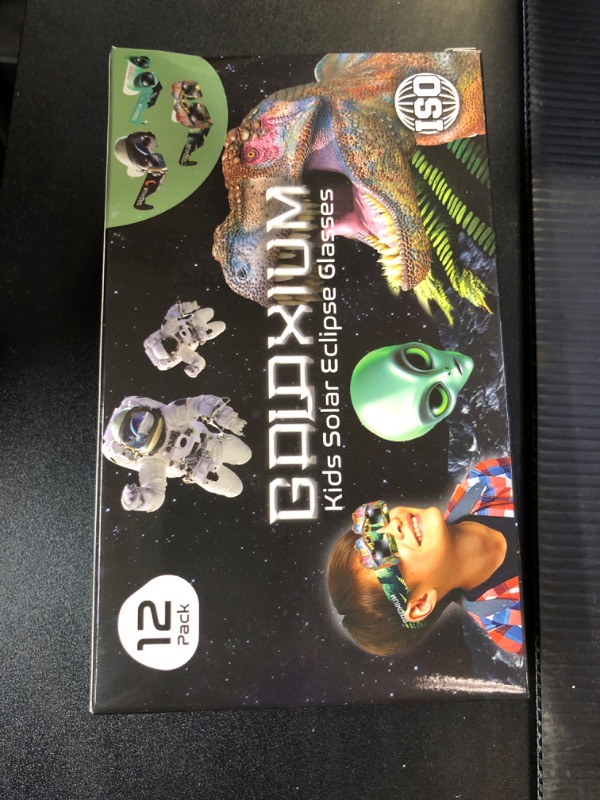 Photo 2 of Solar Eclipse Glasses Kids 2024 [12 Pack] Mix Alien & Astronaut & Dinosaur Design - AAS Approved - ISO 12312-2 & CE Certfied - Boys Solar Eclipse Viewing Glasses