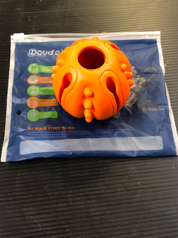 Photo 2 of Doudele Small Dog Toy Ball – Interactive, Teething,Treat Dispensing, and Mental Stimulation Toy for Pups OrangeTumble Ball