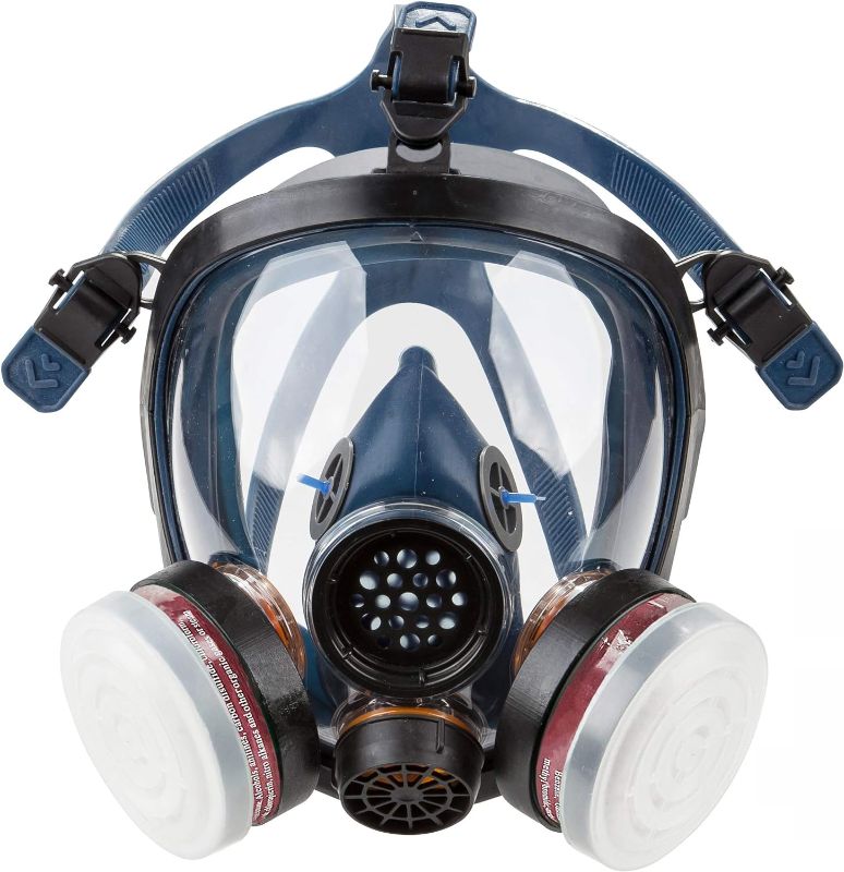 Photo 1 of Organic Vapors Full Respirator Mask Gas Mask Spray Paint Chemical Formaldehyde Dustproof Respiratory Protection,Respirator with 1 Pair Filter Cartridges
