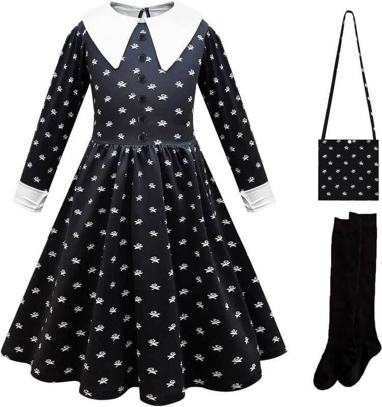 Photo 1 of SIZE 3-4Y Girls Black Dress Peter Pan Collar dresses Casual Gothic clothing
