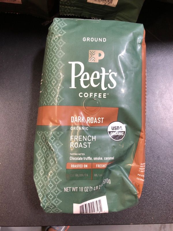 Photo 1 of Peet's Coffee Organic French Roast, Dark Roast Ground Coffee, 18 oz Bag