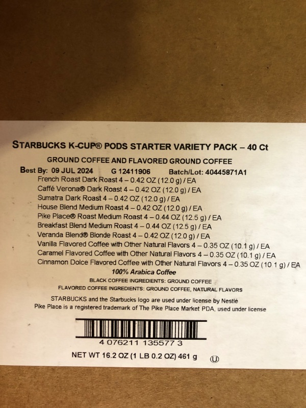 Photo 1 of STARBUCKS K-CUP PODS STARTER VARIETY PACK - 40 CT 