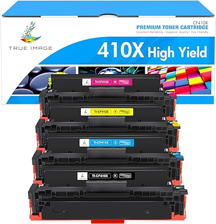 Photo 1 of TRUE IMAGE Compatible Toner Cartridge Replacement for HP 410X 410A CF410X CF411X CF412X CF413X to use with Color Laserjet Pro MFP M477fdw M477fdn M477fnw Pro M452dn M452nw M452dw Toner Ink (4 Pack)
