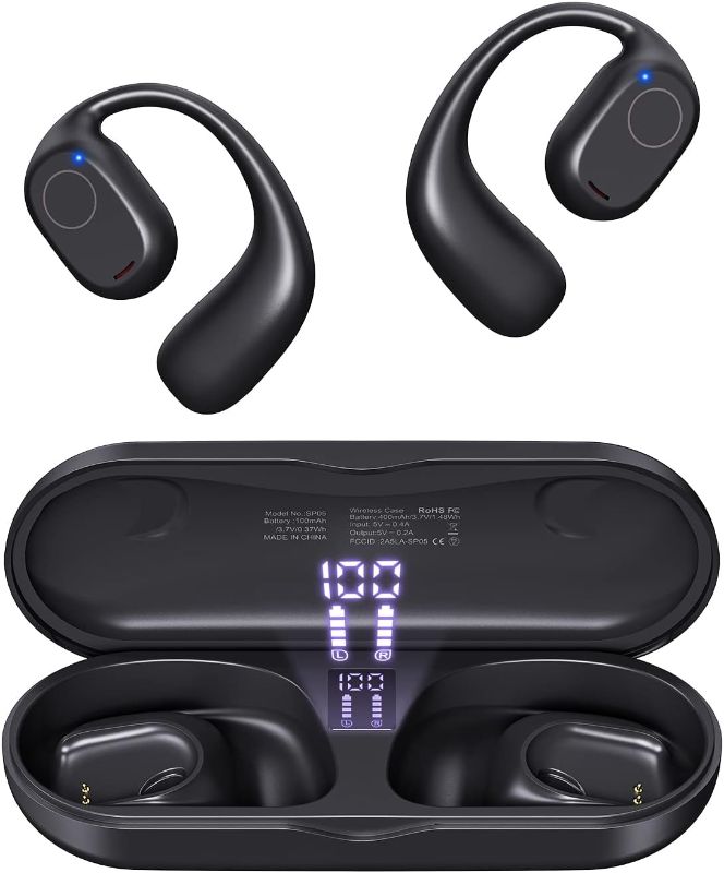 Photo 1 of PSIER Open Ear Headphones, Bluetooth 5.3 Wireless Sports Headphones with Digital Display Charging Case 40 Hours Playtime True Earbuds with Earhooks for Running, Walking, Workout
