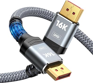 Photo 1 of Highwings 16K Displayport Cable 2.1 10Ft, 80Gbps High Speed Braided DP Cable 2.0-16K@60Hz 8K@120Hz 4K@240Hz 165Hz 144Hz, HBR3 HDCP DSC 1.2a HDR10, Compatible FreeSync G-Sync Gaming Monitor

