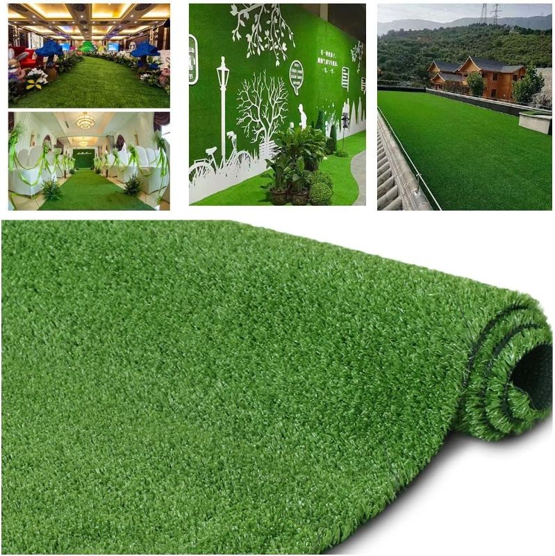 Photo 1 of LITA 7ft x 13ft Realistic Deluxe Artificial Grass Synthetic Thick Lawn Turf Carpet Perfect for Indoor/Outdoor Landscape, 7'X13', Green 7'x 13'= 91 sq ft