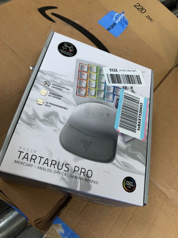 Photo 5 of Razer Tartarus Pro Gaming Keypad: Analog-Optical Key Switches - 32 Programmable Keys - Customizable Chroma RGB Lighting - Programmable Macros - Variable Key Press Pressure Sensitivity - Mercury White Mercury White Tartarus Pro - Optical Switches