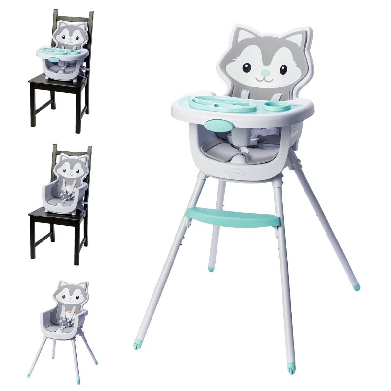 Photo 4 of Infantino Grow-with-Me 4-in-1 Convertible High Chair, Husky-Theme, Space-Saving Design, Booster and Toddler Chair, for Infants & Toddlers 3M-36M