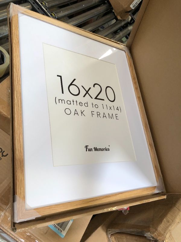 Photo 2 of 16x20 Picture Frame, 16 x 20 Frame Solid Oak Wood, Display Picture 11x14 with Mat or 16x20 Without Mat, 16"x20" Poster Frame Kiads Art Frame, Natural Oak Color, 1 Pack Beige Oak 16x20 - 1P