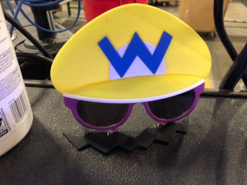 Photo 2 of Costume Sunglasses Super Mario Yellow Wario Sun-Staches Party Favors UV400 Yellow/Blue, 8"