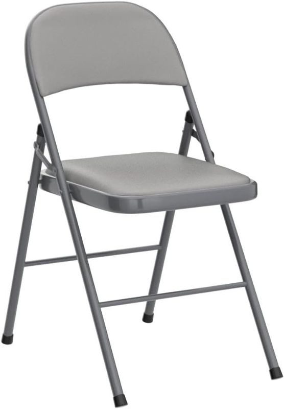 Photo 1 of Karl Home Grey Folding Chairs with Padded Seats for Outdoor & Indoor, Portable Stackable Commercial Seat with Steel Frame for Events Office Wedding Party, 330lbs Capacity