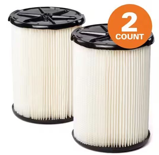 Photo 1 of General Debris Pleated Paper Wet Dry Vacuum Filter for Most 5 Gallon and Larger RIDGID Shop Vacs (2-Pack)
