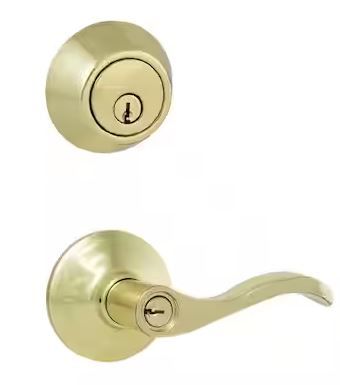 Photo 1 of Naples Polished Brass Combo Pack with Single Cylinder Deadbolt
