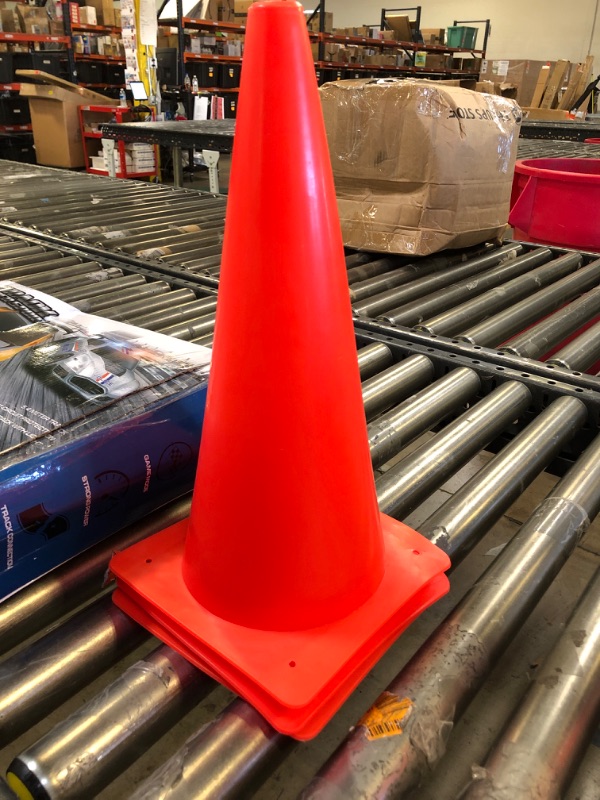 Photo 2 of [3 Pack] Traffic Safety Cones, 15 Inch Orange Parking Cones Training Cones, Plastic Cones for Indoor/Outdoor Activity & Festive Events
