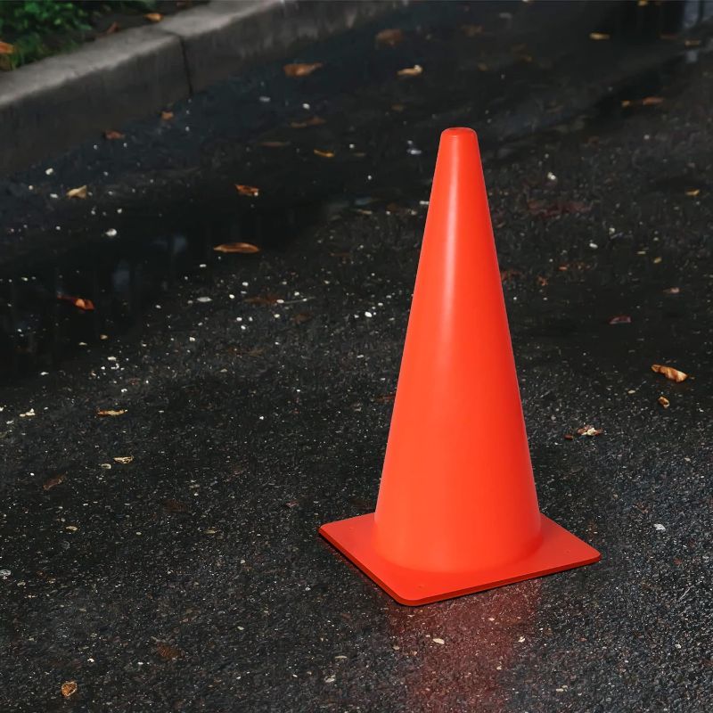 Photo 1 of [3 Pack] Traffic Safety Cones, 15 Inch Orange Parking Cones Training Cones, Plastic Cones for Indoor/Outdoor Activity & Festive Events
