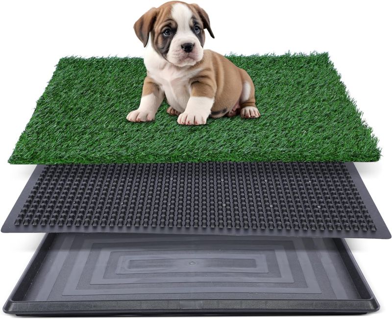 Photo 1 of Artificial Grass for Dog Potty – 20x25 inch,Strong Absorbency Grass Pad, Dog Grass Pad with Tray, Dog Potty Training Pad, Dog Litter Box with Grass (Small)
