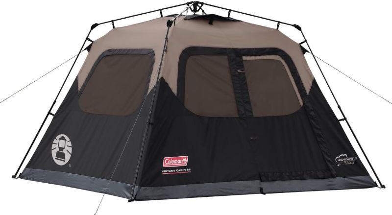 Photo 1 of Coleman Camping Tent with Instant Setup, 4/6/8/10 Person Weatherproof Tent with WeatherTec Technology, Double-Thick Fabric, and Included Carry Bag, Sets Up in 60 Seconds
