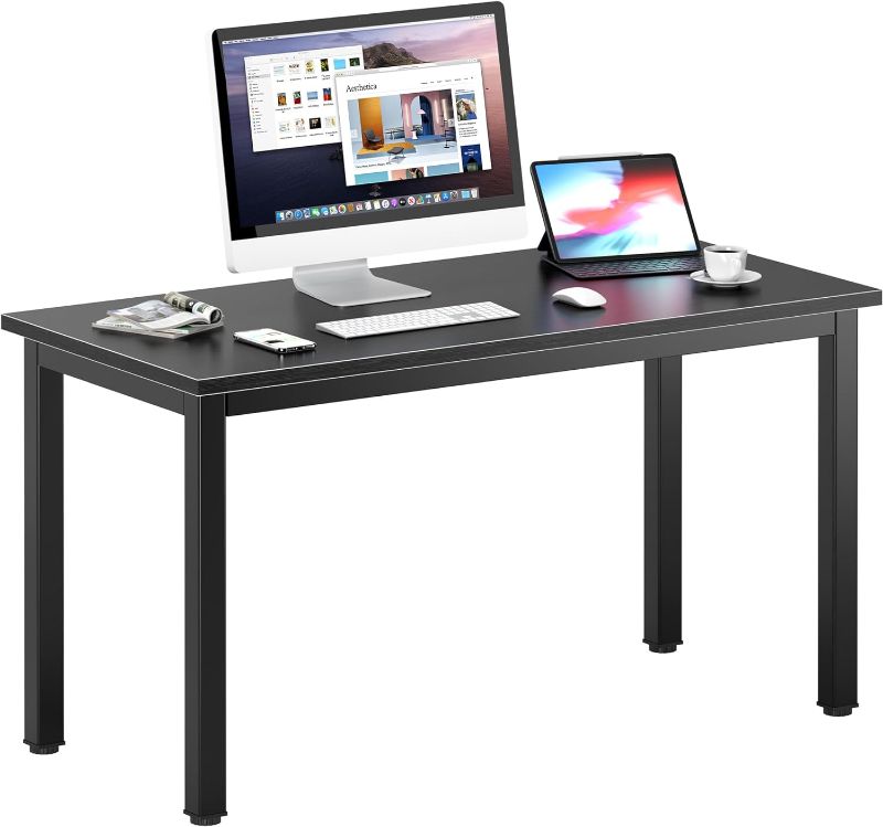 Photo 1 of DlandHome 47 inches Medium Computer Desk, Composite Wood Board, Decent and Steady Home Office Desk/Workstation/Table, BS1-120BB Black Walnut and Black Legs, 1 Pack
